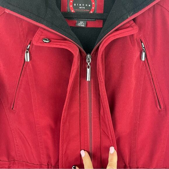 Giacca Women’s Coat Jacket Winter Hood Country Western Red Small Petite - Picture 7 of 11